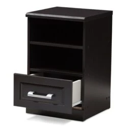 Odelia Modern And Contemporary Finished 1 Drawer Nightstand Dark Brown - Baxton Studio