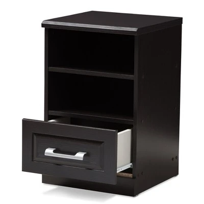 Odelia Modern And Contemporary Finished 1 Drawer Nightstand Dark Brown - Baxton Studio 3 Odelia Modern And Contemporary Finished 1 Drawer Nightstand Dark Brown - Baxton Studio