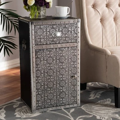 Cosette Metal Floral Accent Cabinet Silver - Baxton Studio 3 Cosette Metal Floral Accent Cabinet Silver - Baxton Studio