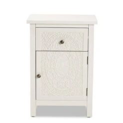Lambert Wood 1 Drawer Nightstand White - Baxton Studio