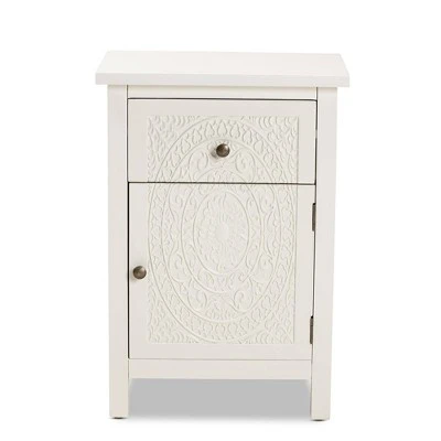Lambert Wood 1 Drawer Nightstand White - Baxton Studio 3 Lambert Wood 1 Drawer Nightstand White - Baxton Studio