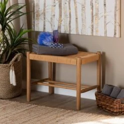 Saura Wood Hemp Accent Bench Oak Brown - Baxton Studio -Home Furniture Shop-Baxton Studio GUEST d4a99fd3 3dda 470e 931a ab7a2c6c9a13