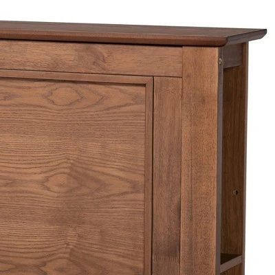 Danielle Wood Platform Storage Bed With Built-In Shelves Ash Walnut - Baxton Studio 5 Danielle Wood Platform Storage Bed With Built-In Shelves Ash Walnut - Baxton Studio - Image 3