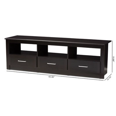 Ryleigh Modern And Contemporary Finished TV Stand For TVs Up To 60" Dark Brown - Baxton Studio 10 Ryleigh Modern And Contemporary Finished TV Stand For TVs Up To 60" Dark Brown - Baxton Studio - Image 8