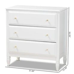 3 Drawer Naomi Wood Bedroom Chest White/Gold - Baxton Studio -Home Furniture Shop-Baxton Studio GUEST d587a951 e502 411f b0a2 a8eee9516077