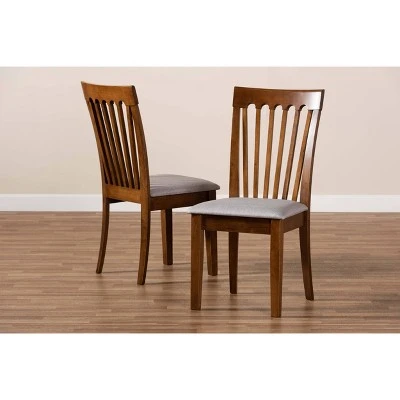 Set Of 2 Minette Fabric Upholstered Wood Dining Chairs Gray/Walnut - Baxton Studio 8 Set Of 2 Minette Fabric Upholstered Wood Dining Chairs Gray/Walnut - Baxton Studio - Image 6