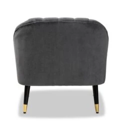 Ellard Velvet Fabric Upholstered Two-Tone Wood Accent Chair Gray/Dark Brown - Baxton Studio -Home Furniture Shop-Baxton Studio GUEST d59a7a5d 69c4 4383 ba3c 48cd50f94492