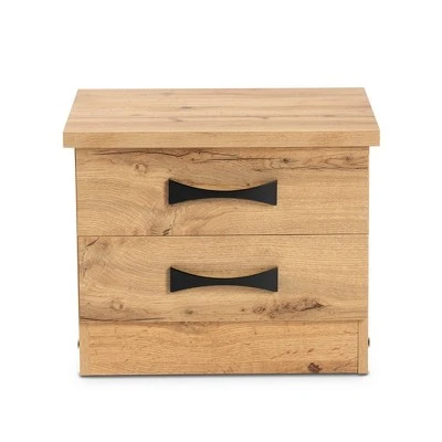 Colburn Wood 2 Drawer Nightstand Oak Brown - Baxton Studio 3 Colburn Wood 2 Drawer Nightstand Oak Brown - Baxton Studio