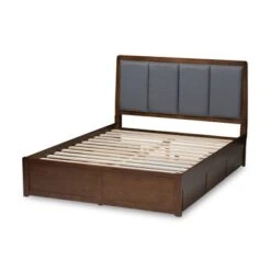 Brannigan Modern And Contemporary Fabric Upholstered Walnut Finished Storage Platform Bed Gray/Brown - Baxton Studio -Home Furniture Shop-Baxton Studio GUEST d62d15e0 d697 48d5 ba28 7f3fd18b337a