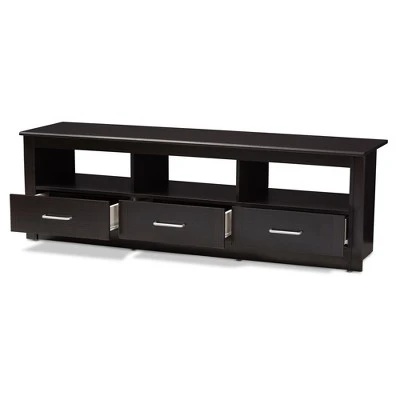 Ryleigh Modern And Contemporary Finished TV Stand For TVs Up To 60" Dark Brown - Baxton Studio 3 Ryleigh Modern And Contemporary Finished TV Stand For TVs Up To 60" Dark Brown - Baxton Studio