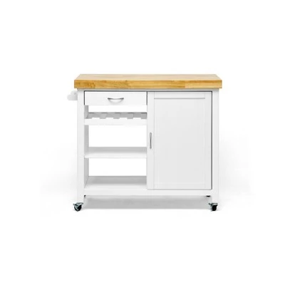 Denver Modern Kitchen Cart White - Baxton Studio 4 Denver Modern Kitchen Cart White - Baxton Studio - Image 2