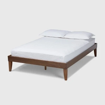 Lucina Walnut Platform Bed Frame Brown - Baxton Studio 11 Lucina Walnut Platform Bed Frame Brown - Baxton Studio - Image 9
