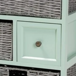 Valtina Two-Tone Wood 3 Drawer Storage Unit With Baskets Oak Brown/Gray/Mint Green - Baxton Studio -Home Furniture Shop-Baxton Studio GUEST d78469de a8c3 4d6e 9814 9dd7a8c78e60