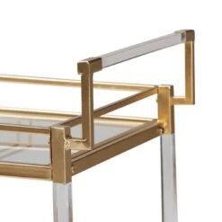 Savannah Metal And Glass Wine Cart Gold/Clear - Baxton Studio -Home Furniture Shop-Baxton Studio GUEST d7e89335 02ad 4da8 9d76 89c991e77819
