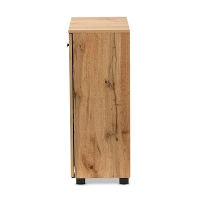 Mason Wood 2 Door Storage Cabinet With Glass Doors Oak Brown/Black - Baxton Studio 3 Mason Wood 2 Door Storage Cabinet With Glass Doors Oak Brown/Black - Baxton Studio