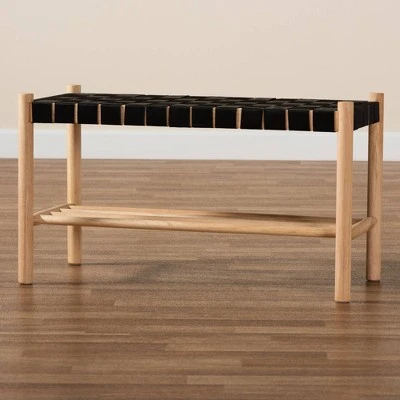 Cadmus Rustic Wood Bench Black/Oak Brown - Baxton Studio 10 Cadmus Rustic Wood Bench Black/Oak Brown - Baxton Studio - Image 8