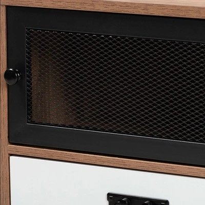 Hubbard Two-Tone Wood And Metal 1 Drawer Nightstand Natural Brown/Black/White - Baxton Studio 6 Hubbard Two-Tone Wood And Metal 1 Drawer Nightstand Natural Brown/Black/White - Baxton Studio - Image 4