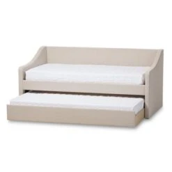 Twin Barnstorm Modern And Contemporary Fabric Upholstered Daybed With Guest Trundle Bed - Baxton Studio