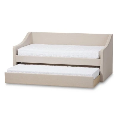 Twin Barnstorm Modern And Contemporary Fabric Upholstered Daybed With Guest Trundle Bed - Baxton Studio 3 Twin Barnstorm Modern And Contemporary Fabric Upholstered Daybed With Guest Trundle Bed - Baxton Studio