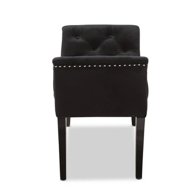 Chandelle Luxe And Contemporary Velvet Upholstered Bench Black - Baxton Studio 4 Chandelle Luxe And Contemporary Velvet Upholstered Bench Black - Baxton Studio - Image 2