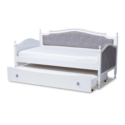 Twin Marlie Upholstered Daybed With Trundle Gray/White - Baxton Studio 13 Twin Marlie Upholstered Daybed With Trundle Gray/White - Baxton Studio - Image 11