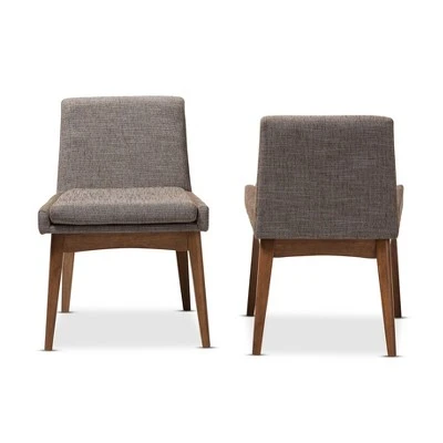 Set Of 2 Nexus Mid - Century Modern Wood Finishing And Fabric Upholstered Dining Side Chair Gravel/Walnut Brown - Baxton Studio 3 Set Of 2 Nexus Mid - Century Modern Wood Finishing And Fabric Upholstered Dining Side Chair Gravel/Walnut Brown - Baxton Studio