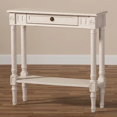 Ariella Whitewashed 1 Drawer End Table White - Baxton Studio 9 Ariella Whitewashed 1 Drawer End Table White - Baxton Studio - Image 7