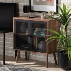 Yuna Natural Brown Wood And Metal 2 Door Storage Cabinet Natural Brown/Black - Baxton Studio -Home Furniture Shop-Baxton Studio GUEST dc3b0691 cd07 49ea b749 cfbe3f714b41