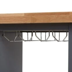 Sunderland Coastal And Farmhouse Natural Wood Kitchen Cart Gray, Light Brown - Baxton Studio