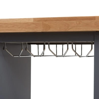 Sunderland Coastal And Farmhouse Natural Wood Kitchen Cart Gray, Light Brown - Baxton Studio 3 Sunderland Coastal And Farmhouse Natural Wood Kitchen Cart Gray, Light Brown - Baxton Studio