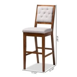 2pc Gideon Fabric Upholstered And Wood Barstool Set Gray/Walnut Brown - Baxton Studio -Home Furniture Shop-Baxton Studio GUEST dcc900fd 216a 41f8 b7be 397807f48b7c