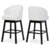 Set Of 2 Avril Modern And Contemporary Faux Leather Tufted Swivel Barstool With Nail Heads Trim - White - Baxton Studio