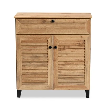 Coolidge Wood 1 Drawer Storage Cabinet Oak Brown - Baxton Studio 4 Coolidge Wood 1 Drawer Storage Cabinet Oak Brown - Baxton Studio - Image 2