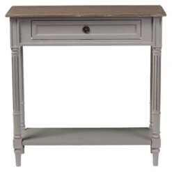 Edouard French Provincial Style Console Table With 1 Drawer - White/Light Brown - Baxton Studio