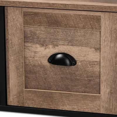 Connell Two-Tone Wood And Metal 2 Door TV Stand For TVs Up To 40" Natural Brown/Black - Baxton Studio 7 Connell Two-Tone Wood And Metal 2 Door TV Stand For TVs Up To 40" Natural Brown/Black - Baxton Studio - Image 5