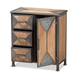 Laurel Wood 3 Drawer Cabinet Gray/Brown - Baxton Studio