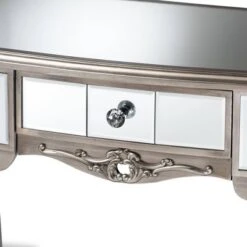 Elgin Brushed Wood And Mirrored Glass 1 Drawer Console Table Silver/Mirror - Baxton Studio -Home Furniture Shop-Baxton Studio GUEST deaf5def 06a4 44b2 a86f aae373a7d370