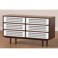 6 Drawer Wood Dresser And Meike Two-Tone Walnut/White - Baxton Studio -Home Furniture Shop-Baxton Studio GUEST df00f494 bfd0 4630 91bb ed820923de76