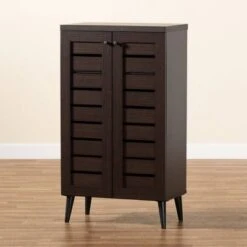 Salma Wood 2 Door Shoe Storage Cabinet Dark Brown - Baxton Studio -Home Furniture Shop-Baxton Studio GUEST dfdc5312 2b4a 4aaa 8111 6f8193939efc