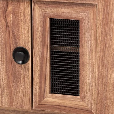 2 Door Valina Faux Leather Wood Shoe Storage Bench With Cabinet Brown - Baxton Studio 4 2 Door Valina Faux Leather Wood Shoe Storage Bench With Cabinet Brown - Baxton Studio - Image 2