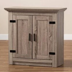 Bruce Farmhouse Wood 2 Doors Shoe Storage Cabinet Oak/Brown - Baxton Studio -Home Furniture Shop-Baxton Studio GUEST dff498c4 faa3 4340 945c 83abeb09a1f3