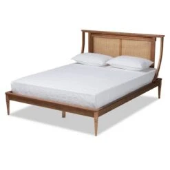 Jamila Wood And Synthetic Rattan Platform Bed Walnut Brown - Baxton Studio -Home Furniture Shop-Baxton Studio GUEST dff56ad2 c946 4fe9 81e0 ea25fb655a20