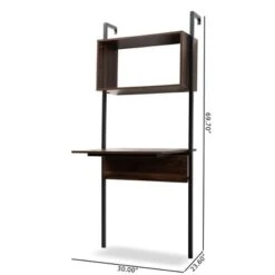 Fariat Walnut Wood And Metal Display Shelf With Desk Brown/Black - Baxton Studio -Home Furniture Shop-Baxton Studio GUEST e0950d47 5fe1 4bc4 b85c 7b98c698728a