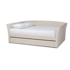 Delora Upholstered Daybed With Trundle Beige - Baxton Studio -Home Furniture Shop-Baxton Studio GUEST e0bb575f a943 4f2c a617 d6cfcb451562