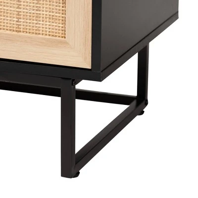 Declan Wood And Natural Rattan 2 Door Storage Cabinet Espresso Brown/Black - Baxton Studio 8 Declan Wood And Natural Rattan 2 Door Storage Cabinet Espresso Brown/Black - Baxton Studio - Image 6