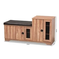 2 Door Valina Faux Leather Wood Shoe Storage Bench With Cabinet Brown - Baxton Studio 16 2 Door Valina Faux Leather Wood Shoe Storage Bench With Cabinet Brown - Baxton Studio -Home Furniture Shop-Baxton Studio GUEST e0e4b998 e14a 49cf a72d 8c77e3bf24a3