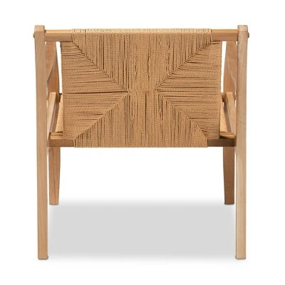 Delaney Wood Hemp Accent Chair Oak Brown - Baxton Studio 8 Delaney Wood Hemp Accent Chair Oak Brown - Baxton Studio - Image 6