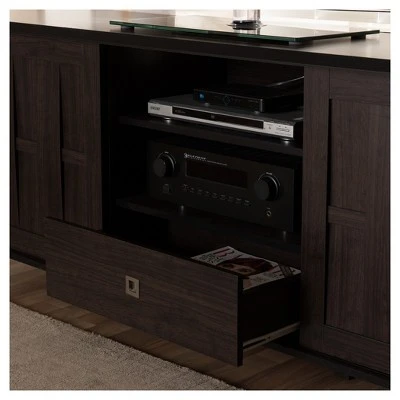 Unna Wood TV Cabinet With 2 Sliding Doors And Drawer TV Stand For TVs Up To 70" Dark Brown - Baxton Studio 7 Unna Wood TV Cabinet With 2 Sliding Doors And Drawer TV Stand For TVs Up To 70" Dark Brown - Baxton Studio - Image 5