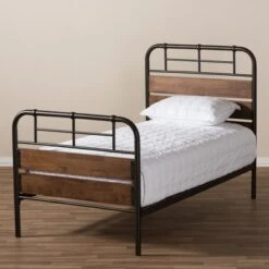 Twin Monoco Rustic Industrial Finished Metal Wood Platform Bed Brown - Baxton Studio 14 Twin Monoco Rustic Industrial Finished Metal Wood Platform Bed Brown - Baxton Studio -Home Furniture Shop-Baxton Studio GUEST e1c889a5 4534 4376 801e 4f9f9bdf3ca4