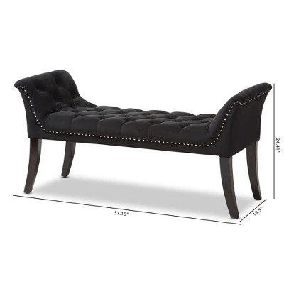 Chandelle Luxe And Contemporary Velvet Upholstered Bench Black - Baxton Studio 10 Chandelle Luxe And Contemporary Velvet Upholstered Bench Black - Baxton Studio - Image 8
